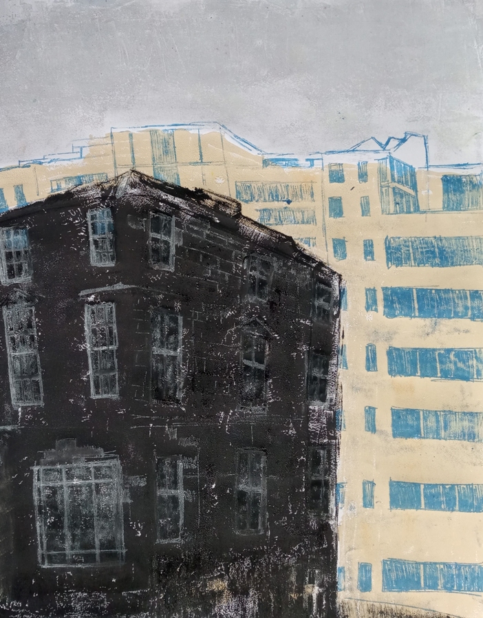 'Black Tenement View from the Dentist, Glasgow ' by artist Maeve Dixon